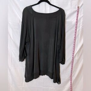 Soft Surroundings Plus Size Dress Black Top with Texture Sleeves and Hem 2X